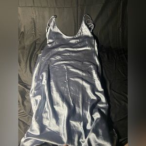 Gray Silk Midi Dress